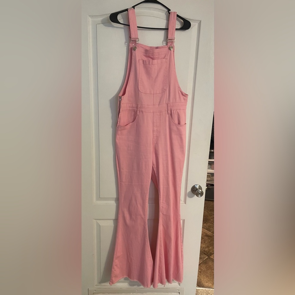 Pink Lily brand flare overalls